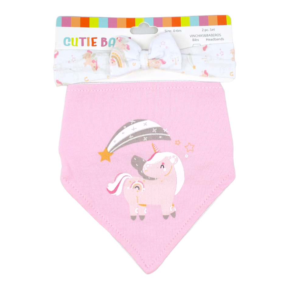 Cutewalk by Babyhug Non Terry Footed Anti-Bacterial Unicorn Design Tights Pack of 2 - Pink & Navy main image 0