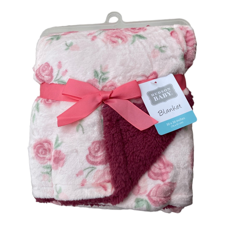 Hudson Baby Plush Mink Blanket With Sherpa Backing Blush Rose Maya