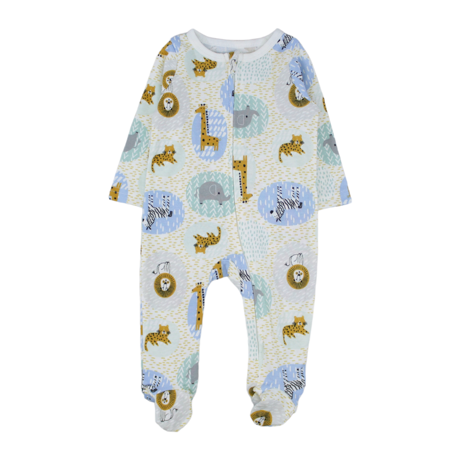Emporio Baby Cotton Printed Footed Sleeper - Zoo
