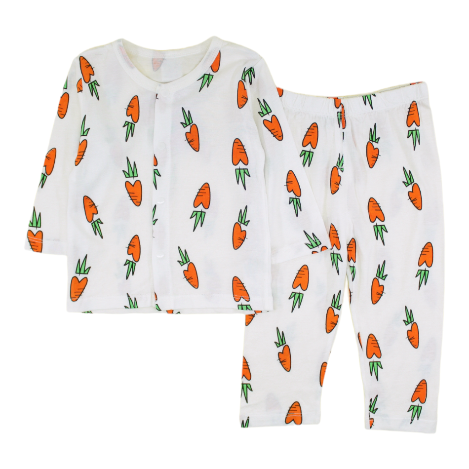 Pat Pat 2 Pc Button Down Shirt And Pajama Set - Carrot