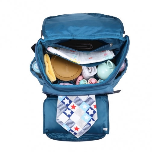 Mes Enfants Quilted Backpack Diaper Bag - Teal