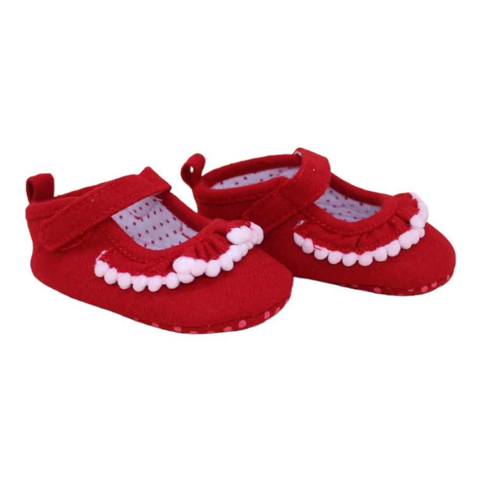 Ruffle Slip On Shoes (Red) - Prewalker