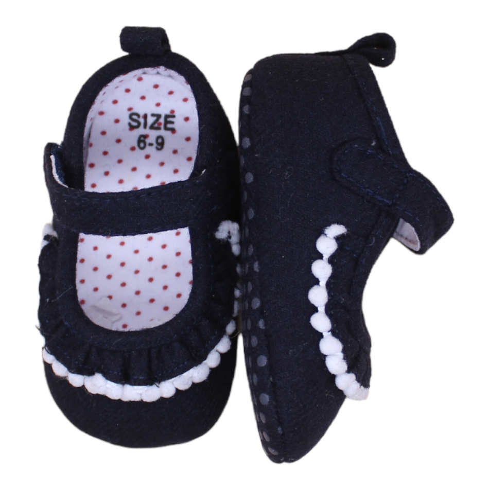 Ruffle Slip On Shoes (Black) - Prewalker