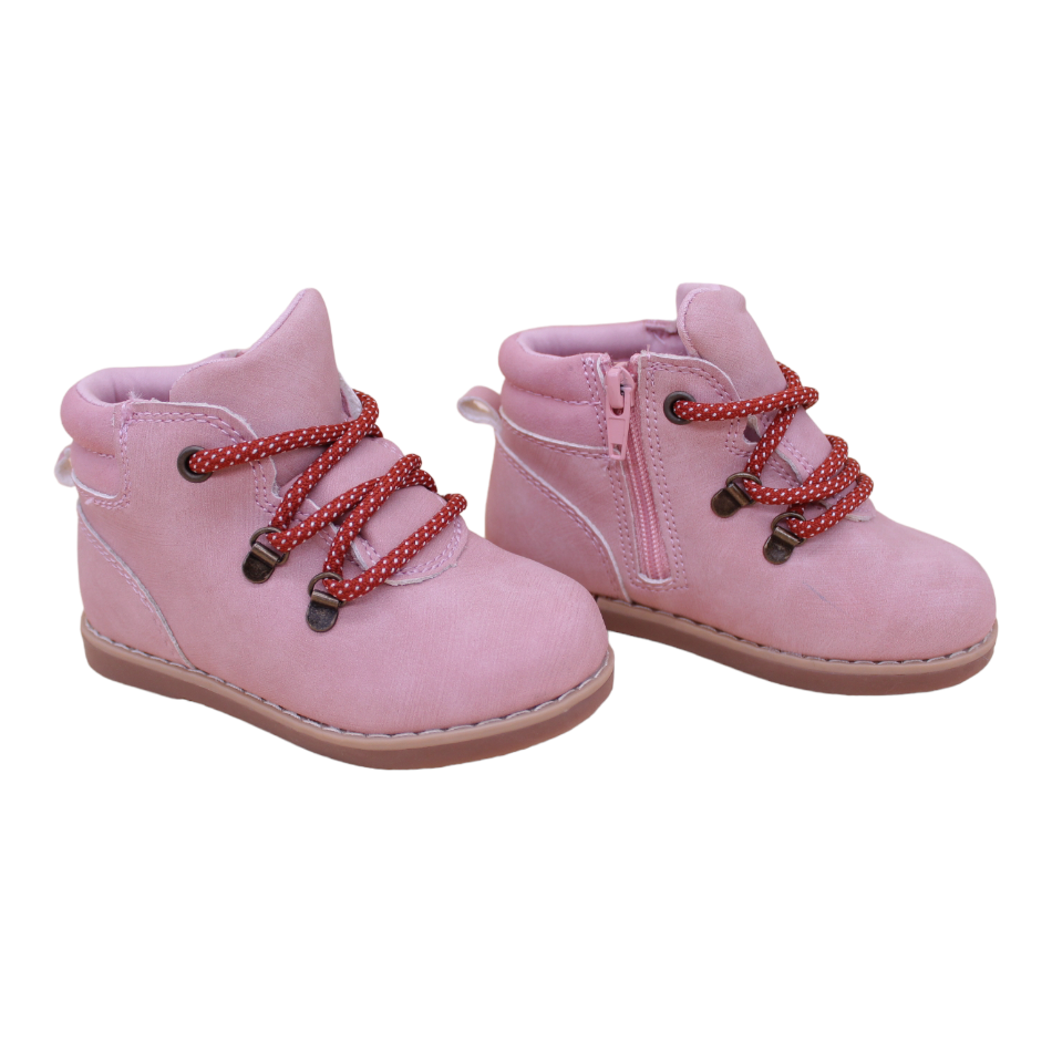 Lace Up Boots - Pink