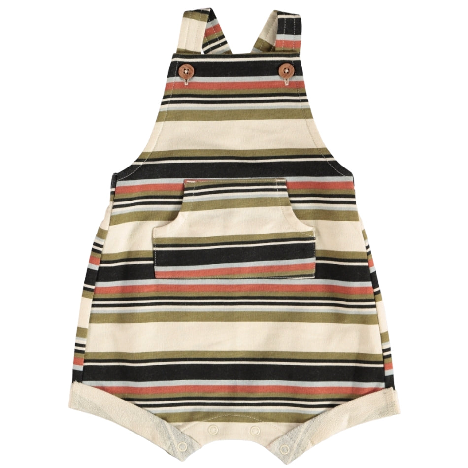 Baby Berry Printed French Terry Shortall - Stripes
