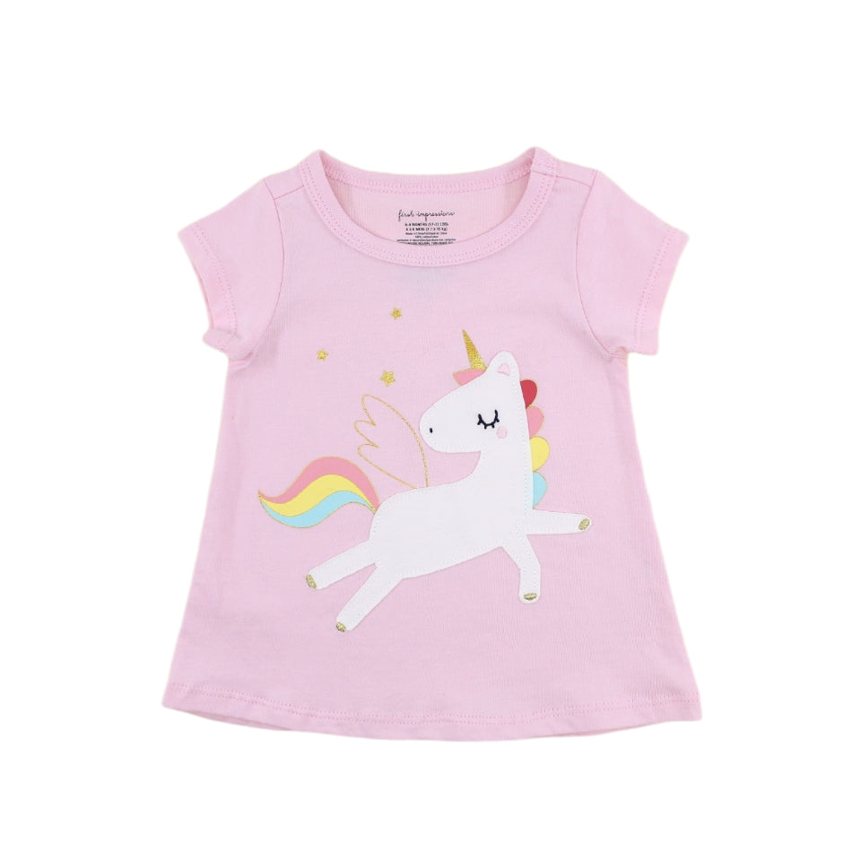 First Impressions T-Shirt With Applique Details - Unicorn