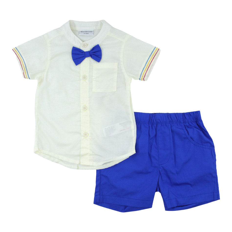 Wonderchild 2 Pc Shirt With Attached Bowtie And Shorts Set