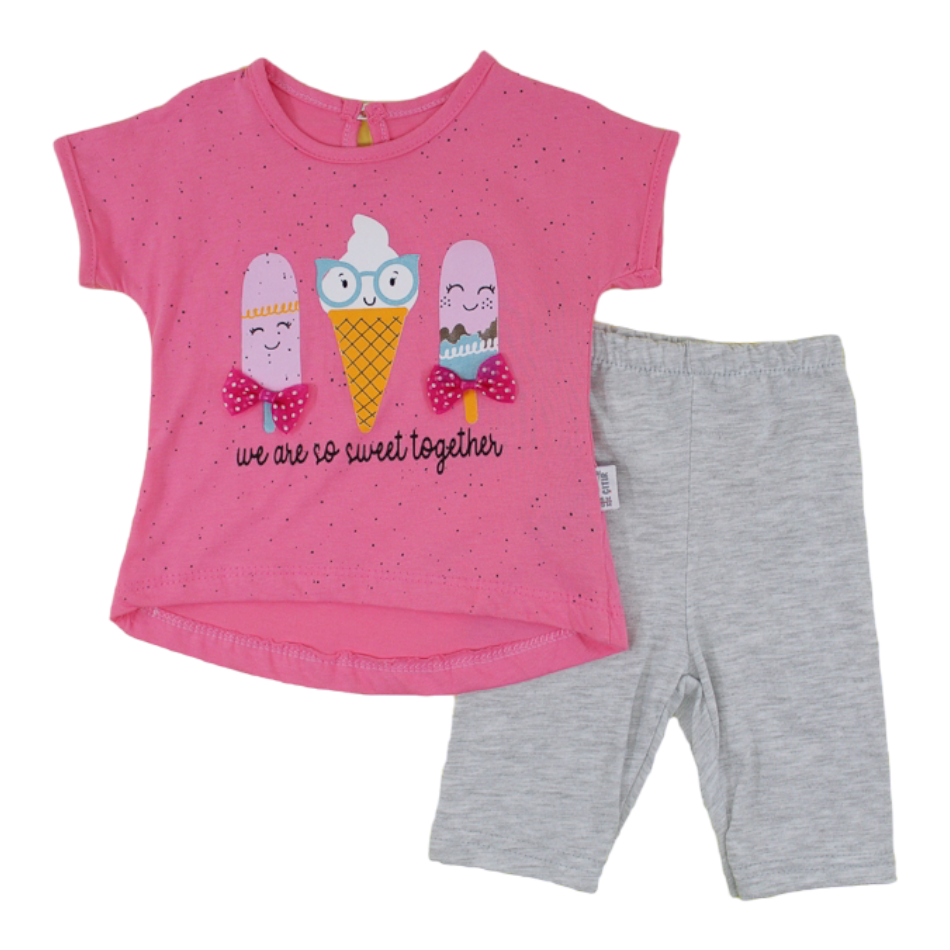 2 Pc T-Shirt And Bicycle Shorts Set - We Are So Sweet
