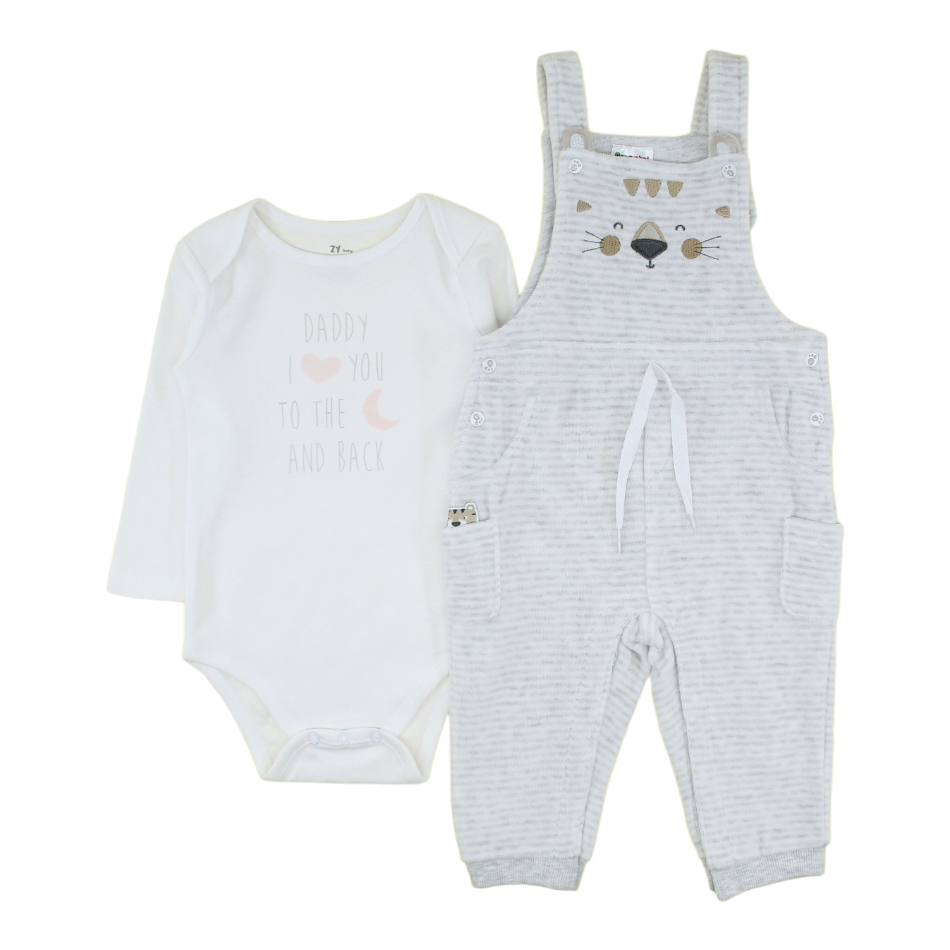 Prenatal 2 Pc Romper And Fleece Dungaree Set - Daddy I Love You