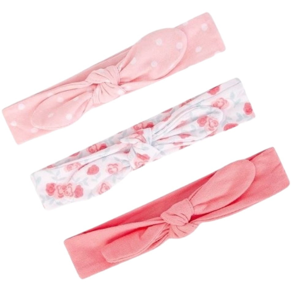 Bebe Favor 3 Pk Headband Sets - Pink Roses