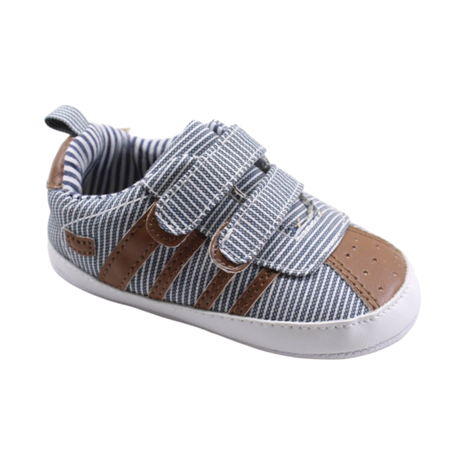 Petit Cocori Striped Canvas Sneakers with Velcro Tabs - Prewalker