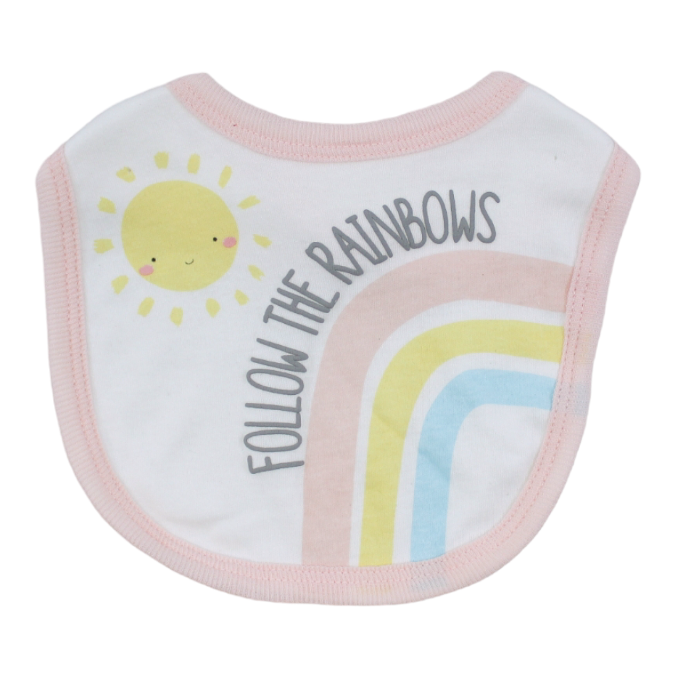 Baby Kiss 2 Pc Bodysuit & Bibs Set - Follow The Rainbows