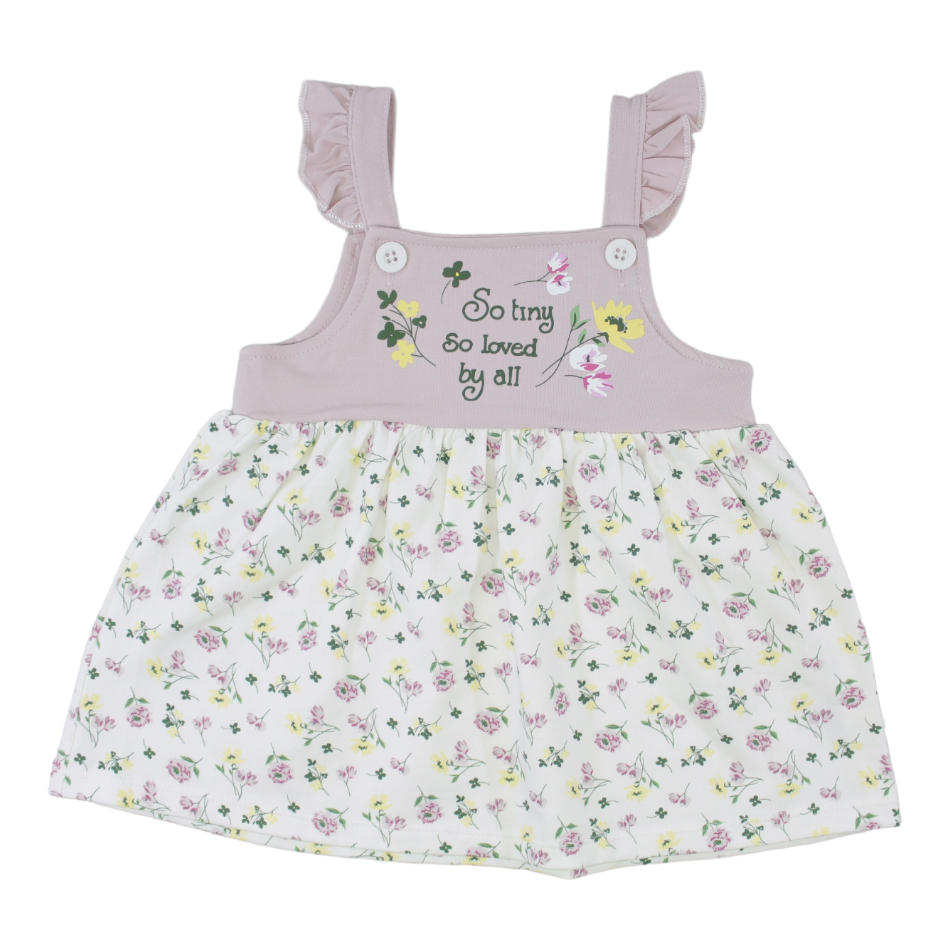 Elegant Kids Flutter Sleeves Dress With Floral Skirt & Diaper Cover - So Tiny So Loved By All