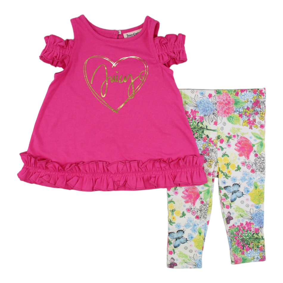 Juicy Couture 2 Pc Ruffle Top And Leggings Set - Butterflies