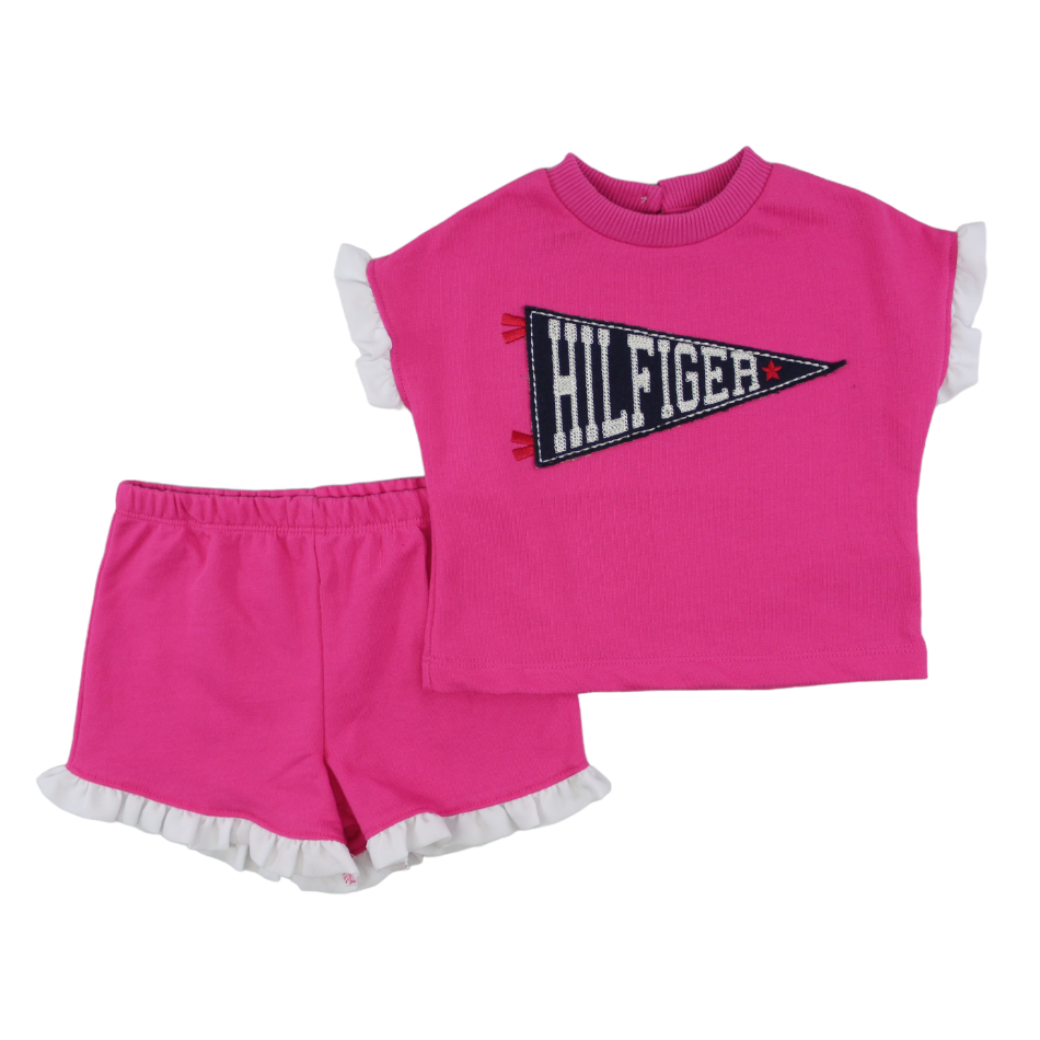 TH 2 Pc Ruffle Cotton Terry Top And Shorts Set - Star