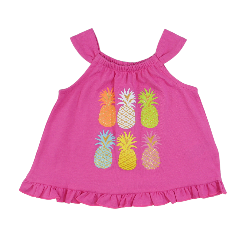 Kids Headquarters 2 Pc Cotton Top And Shorts Set - Pineapples