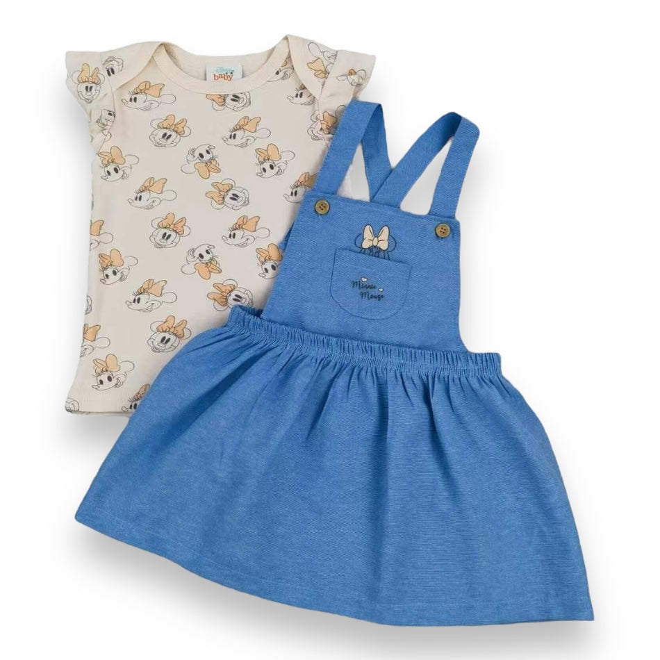 Disney Baby 2 Pc Dungaree Dress & T-Shirt Set - Minnie Mouse