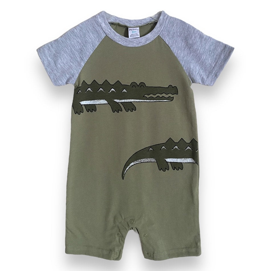 PL Baby Printed Cotton Bodysuit - Alligator