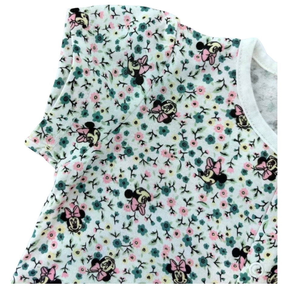 Button Down Printed Bodysuit - Floral Minnie