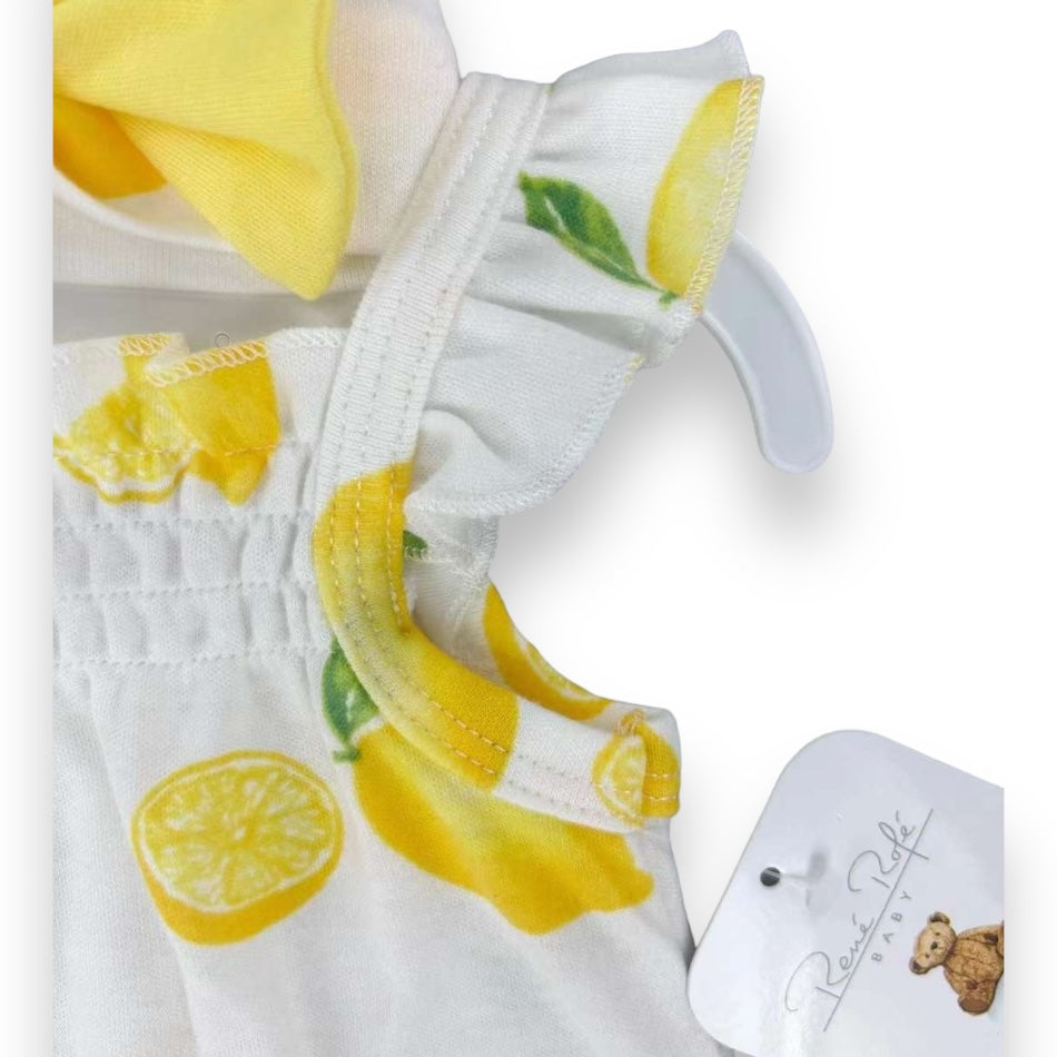 Rene Rofe 2 Pc Ruffle Jumpsuit And Headband Set - Lemon