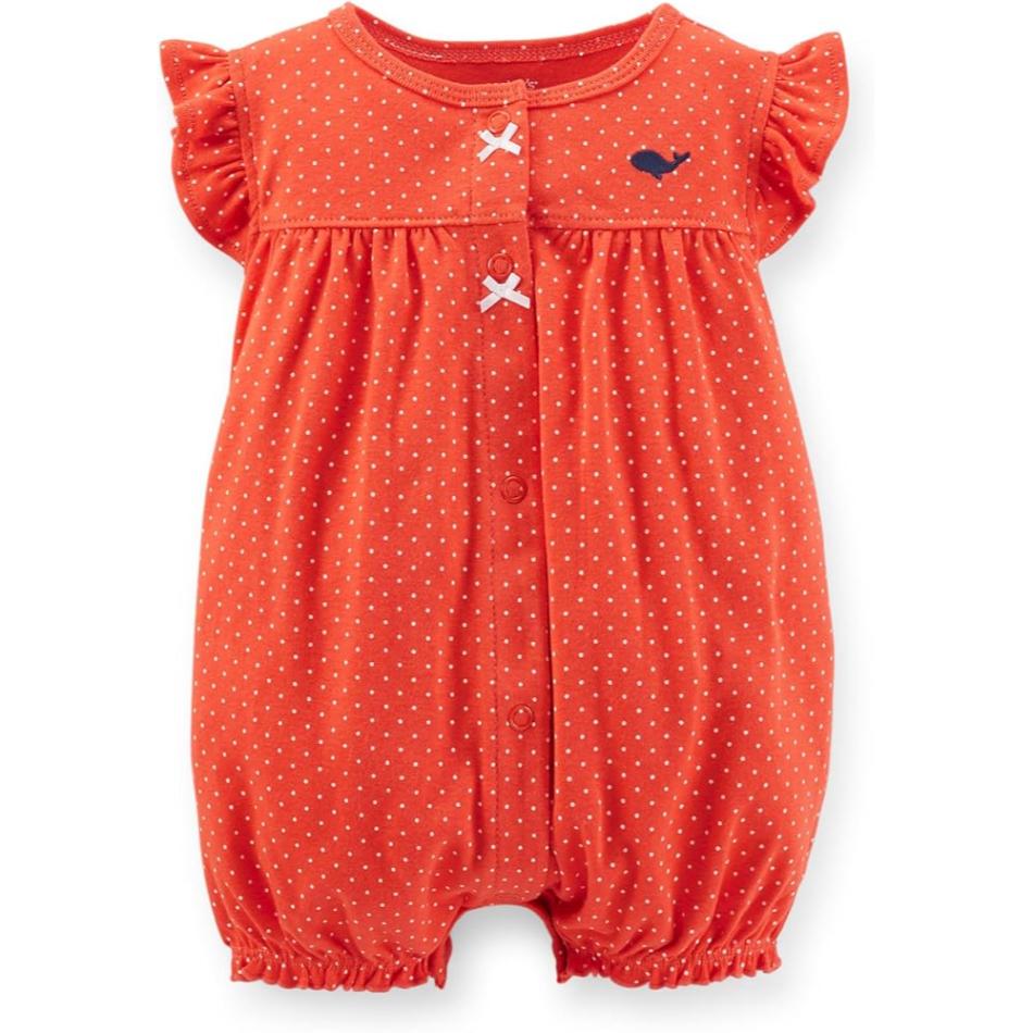 Printed Cotton Button Down Bubble Romper - Whale