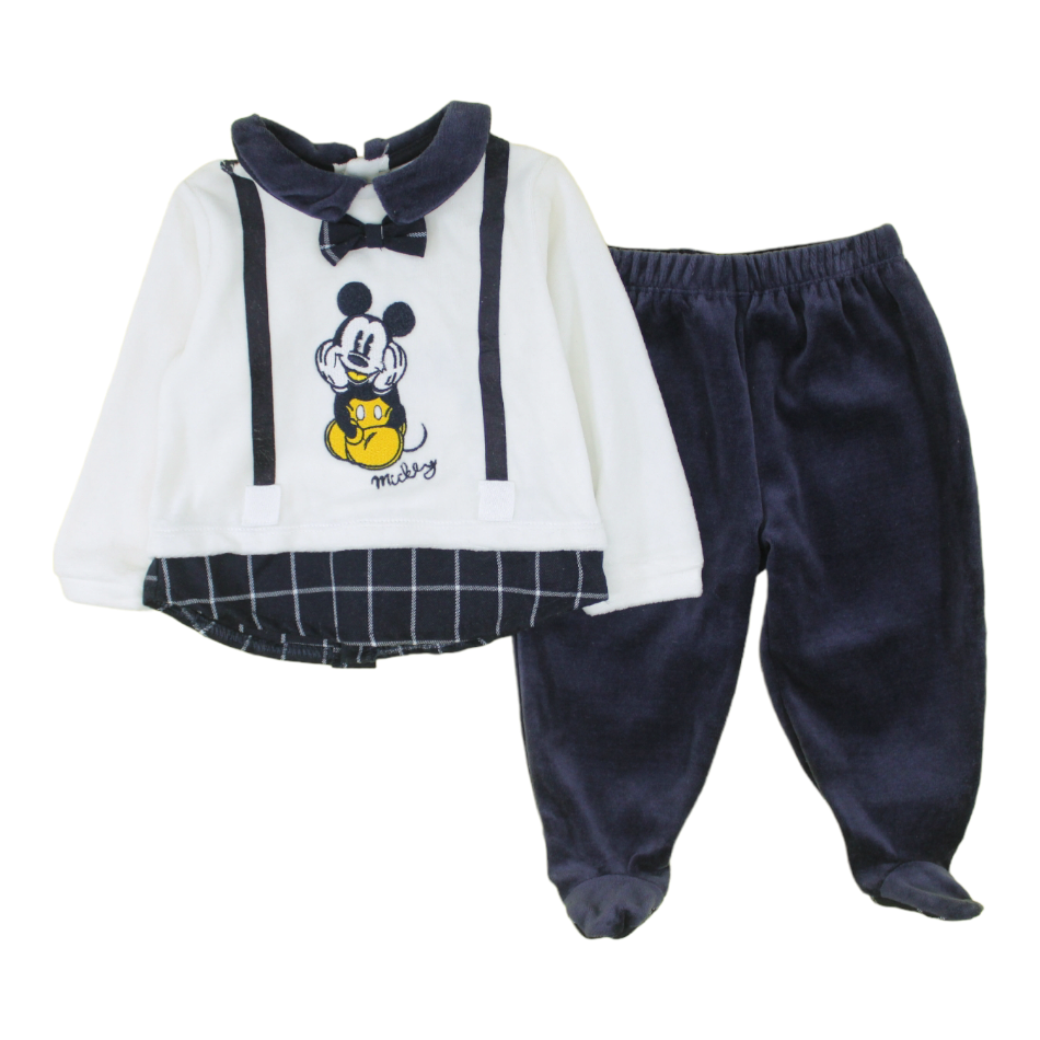 Disney 2 Pc Velour T-Shirt And Footed Pant Set - Mickey