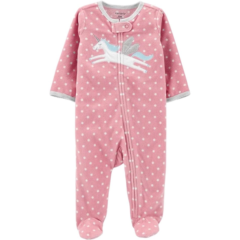 Fleece Zip Up Footed Sleeper - Unicorn