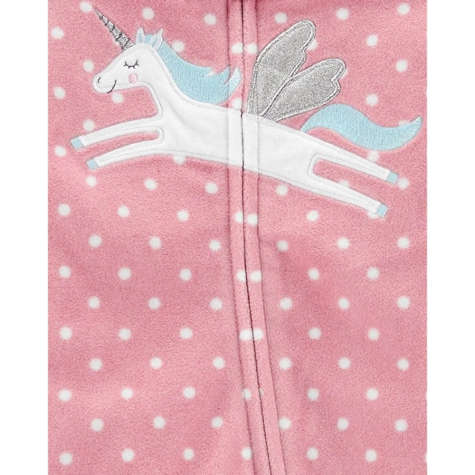 Fleece Zip Up Footed Sleeper - Unicorn