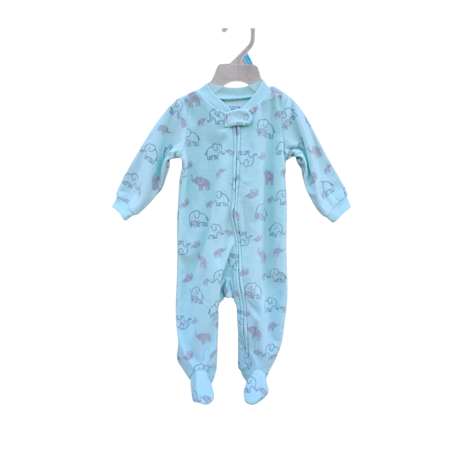 Fleece Zip Up Footed Sleeper - Elephants