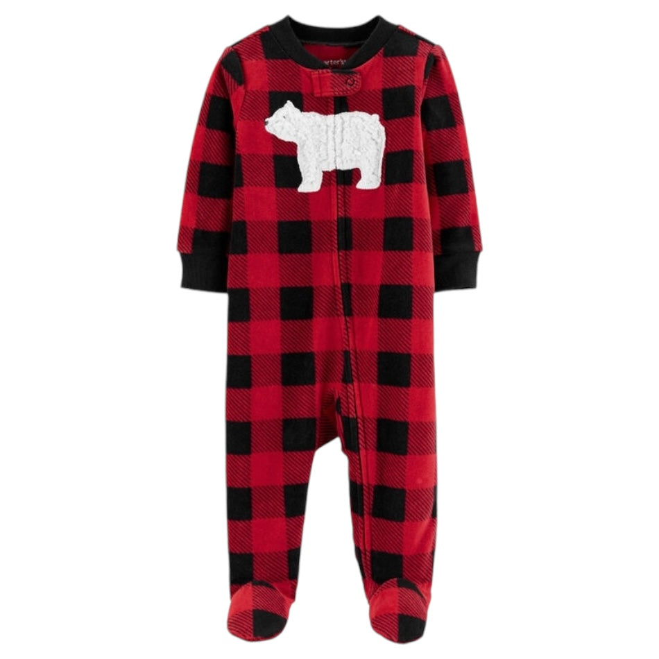 Fleece Zip Up Footed Sleeper - Bear