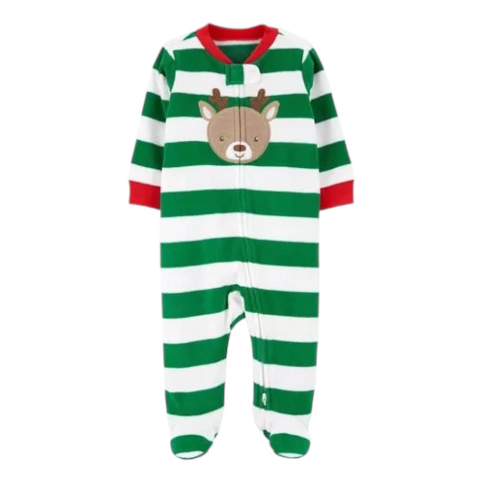 Fleece Zip Up Footed Sleeper - Reindeer