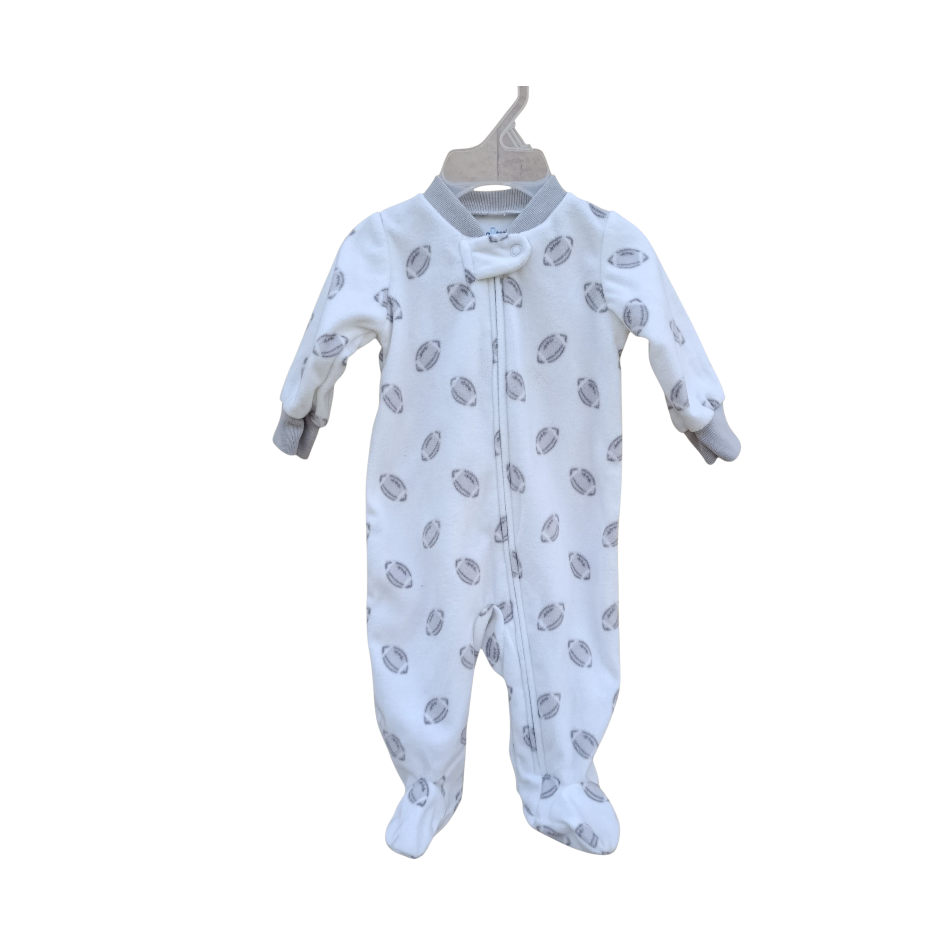 Fleece Zip Up Footed Sleeper - Football