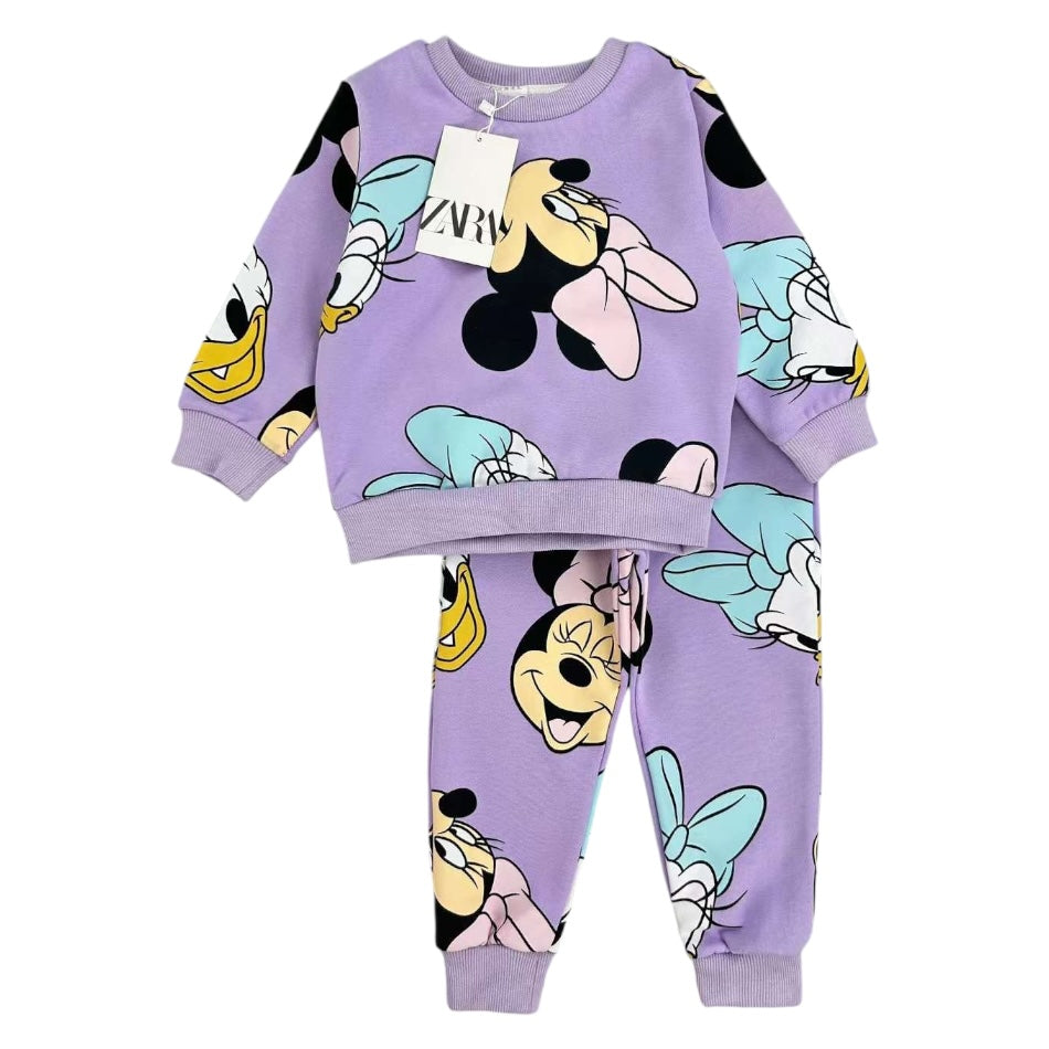 2 Pc Fleece Lined Sweatshirt And Pant Set - Minnie/Daisy