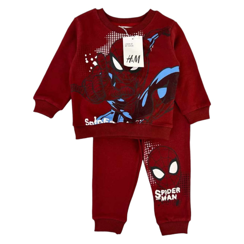 2 Pc Fleece Lined Sweatshirt And Pant Set - Spiderman