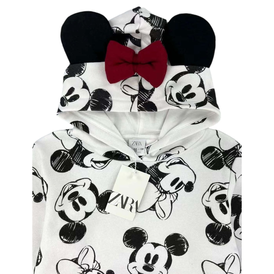 2 Pc Fleece Lined Hooded Sweatshirt And Pant Set - Minnie Mouse