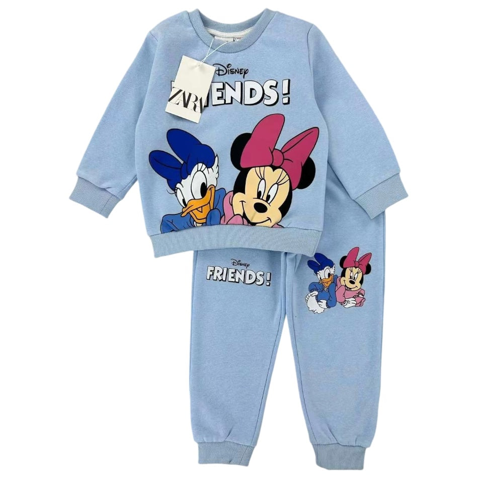 2 Pc Fleece Lined Swaetshirt And Pant Set - Minnie Friends