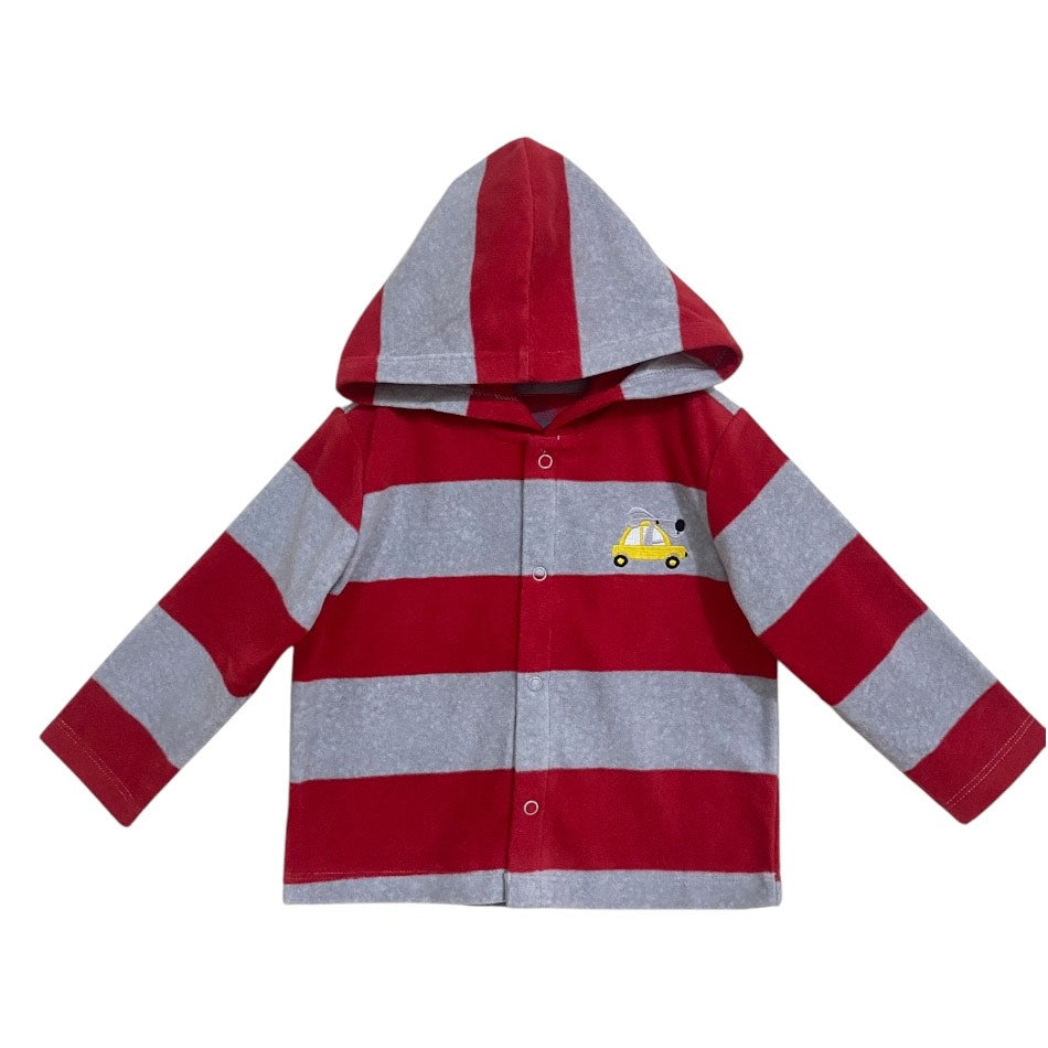 Fleece Button Down Hooded Jacket - Car