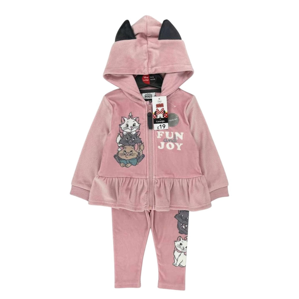 2 Pc Velour Hooded Zipup Jacket And Pant Set - Fun And Joy