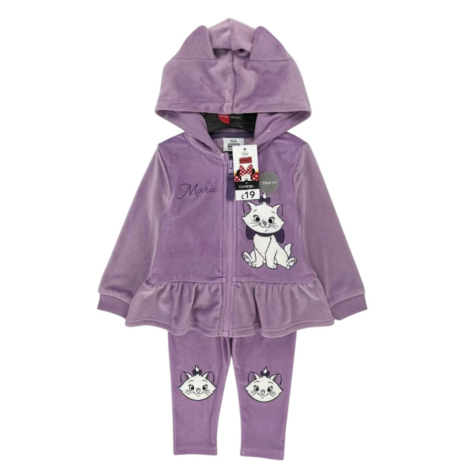 Disney 2 Pc Velour Hooded Zipup Jacket And Pant Set - Marie