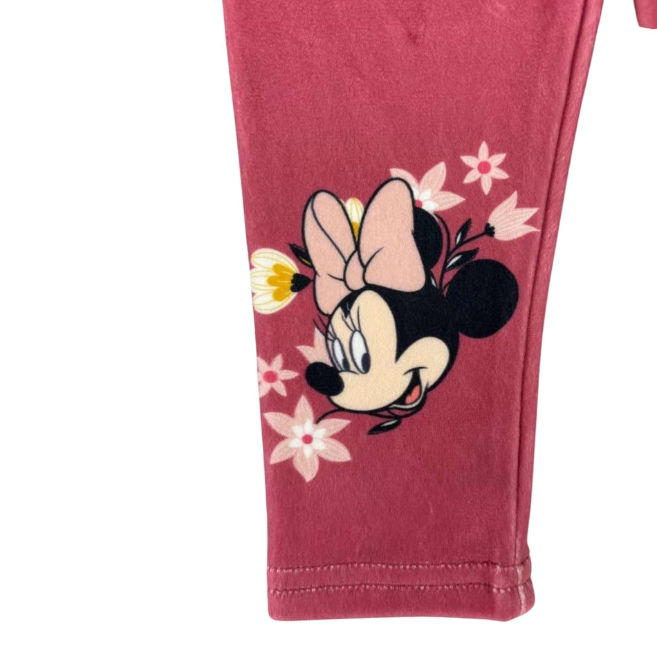 Disney 2 Pc Velour Hooded Zipup Jacket And Pant Set - Minnie Floral