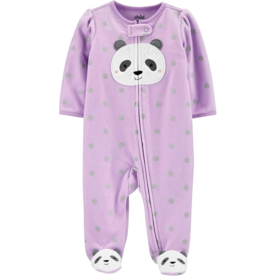 Fleece Zipup Footed Sleeper - Panda