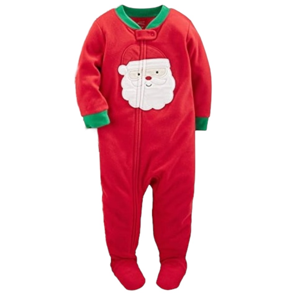 Fleece Zipup Footed Sleeper - Santa