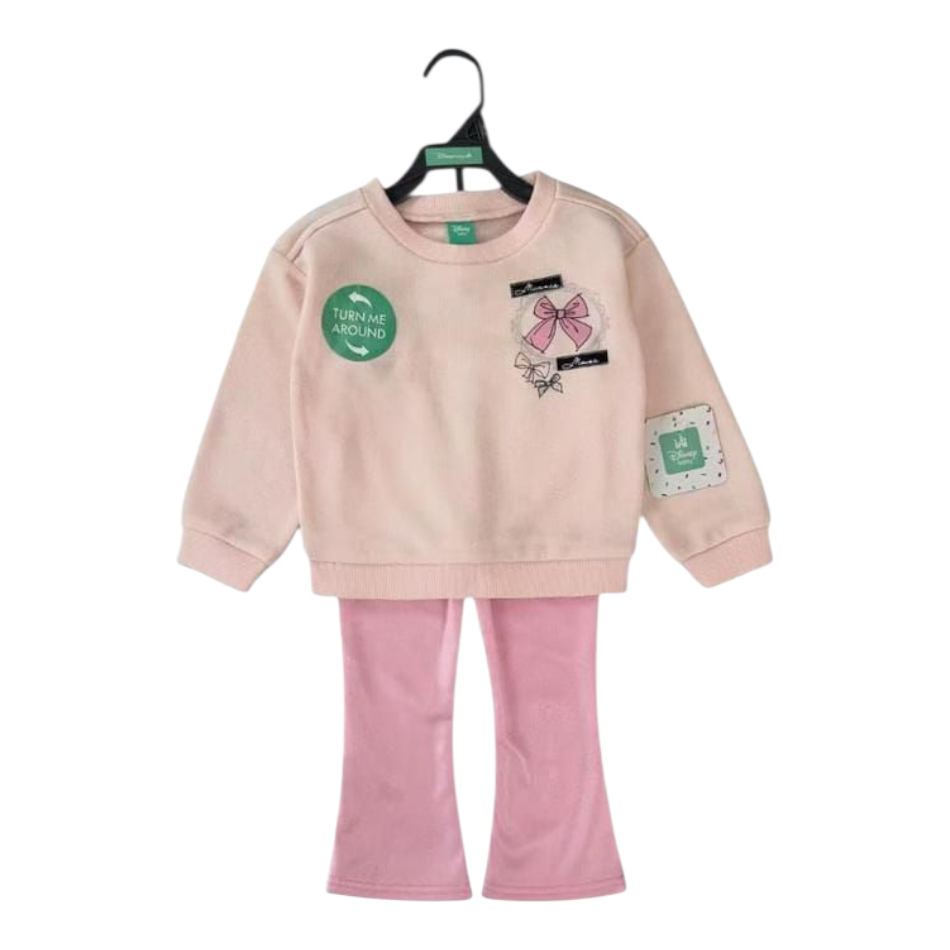 Terry Sweatshirt And Fleece lined Pants - Bow/Minnie Mouse