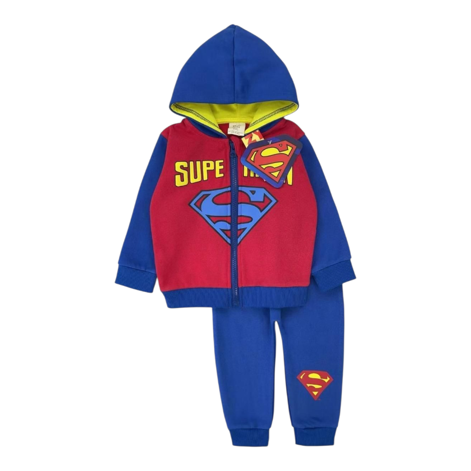 2 Pc Fleece Lined Zip up Jacket, And Pants Set - Superman
