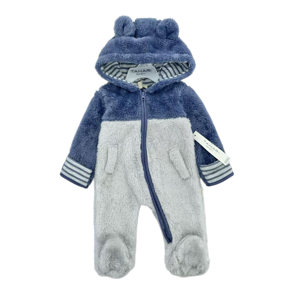 Plush Hooded Snowsuit - Stripes