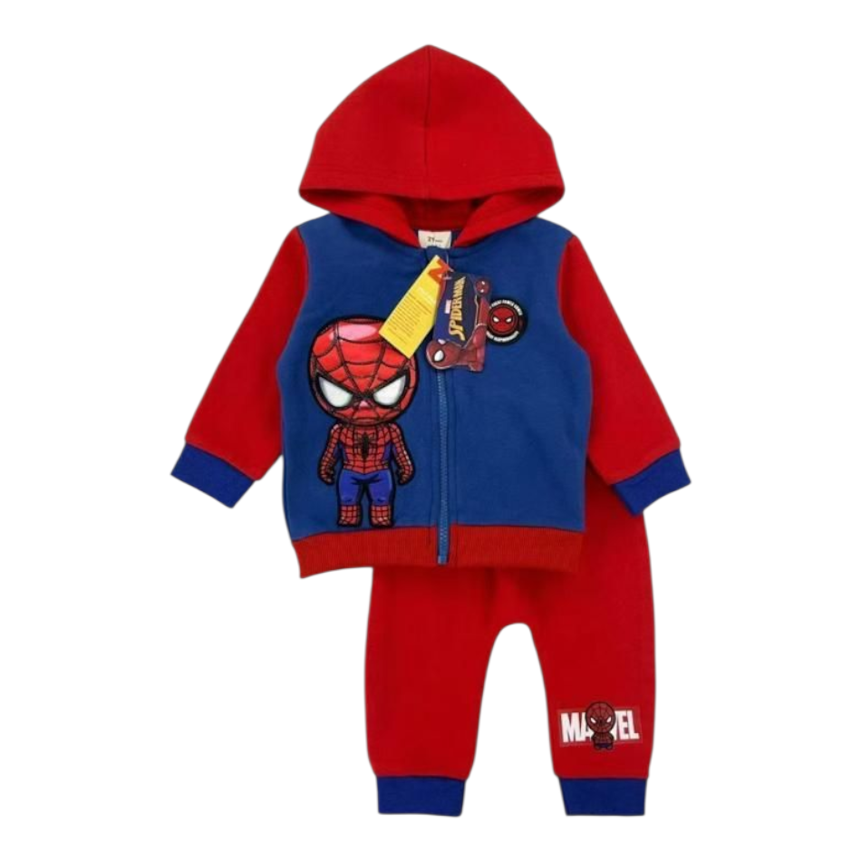 2 Pc Fleece Lined Zip up Jacket And Pants Set - Spiderman