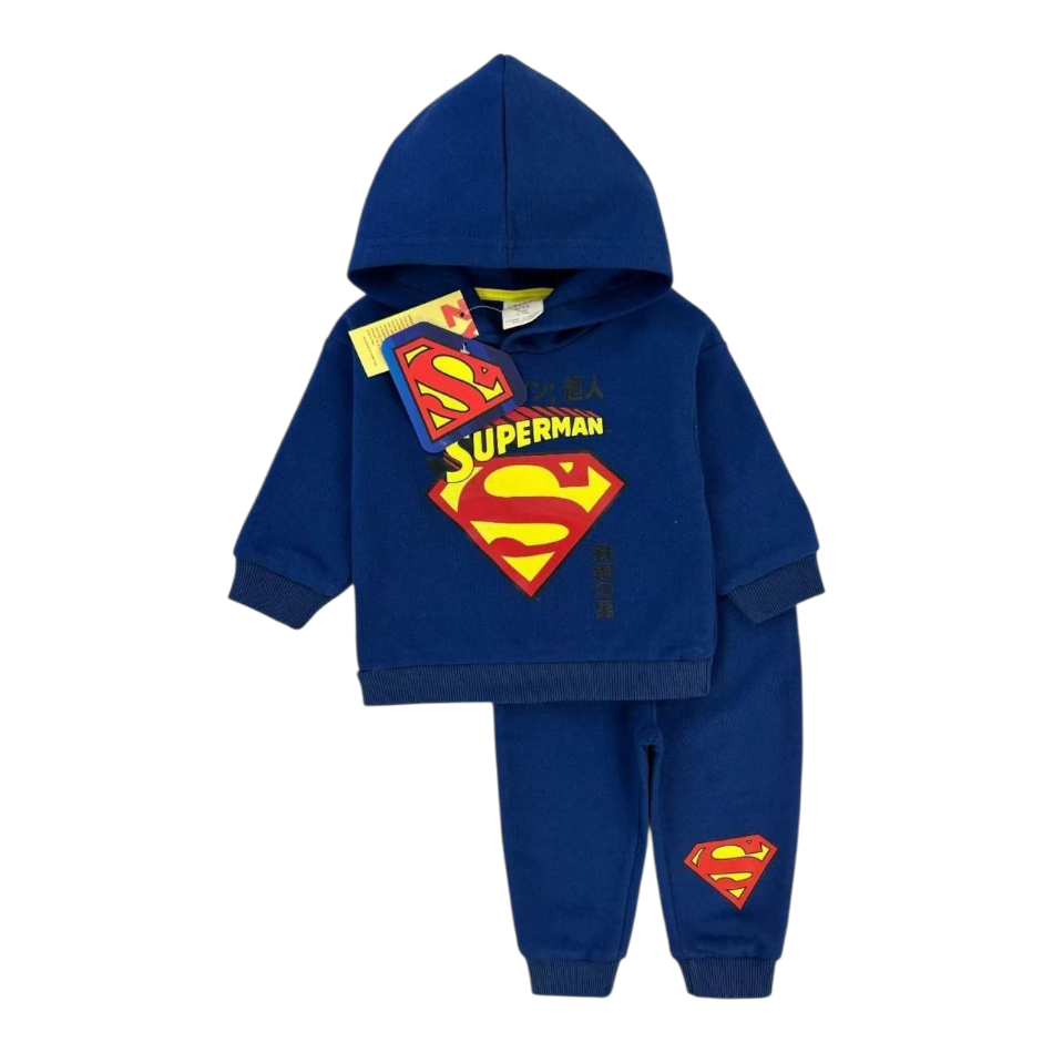 2 Pc Fleece Lined Pull over Hoodie And Pants Set - Superman