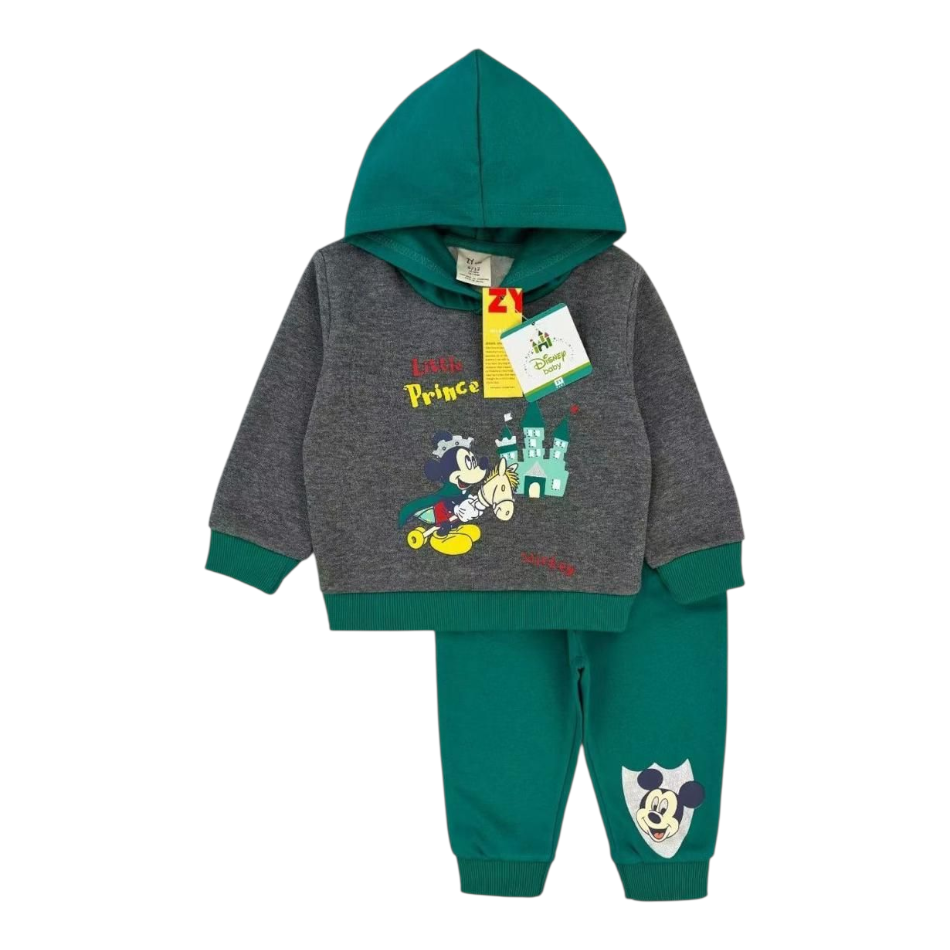 2 Pc Fleece Lined Pull over Hoodie And Pants Set - Little Prince Mickey