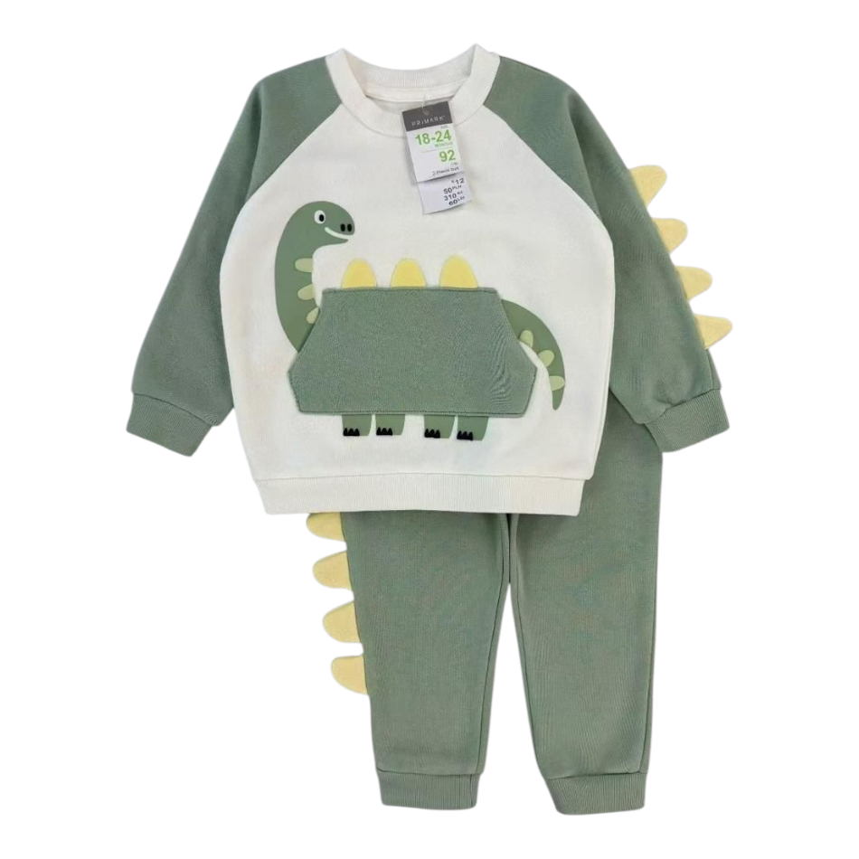 2 Pc Fleece Lined Sweatshirt And Pants Set - Dino