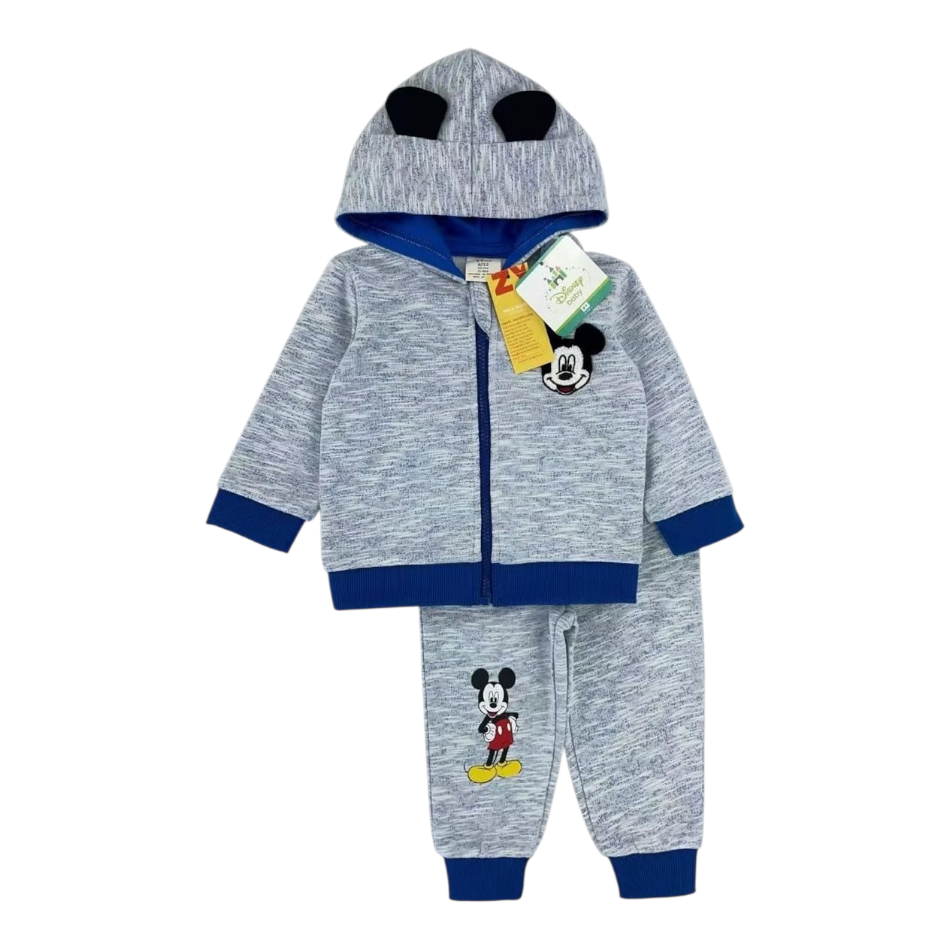 2 Pc Fleece Lined Zip up Jacket And Pants Set - Blue Mickey